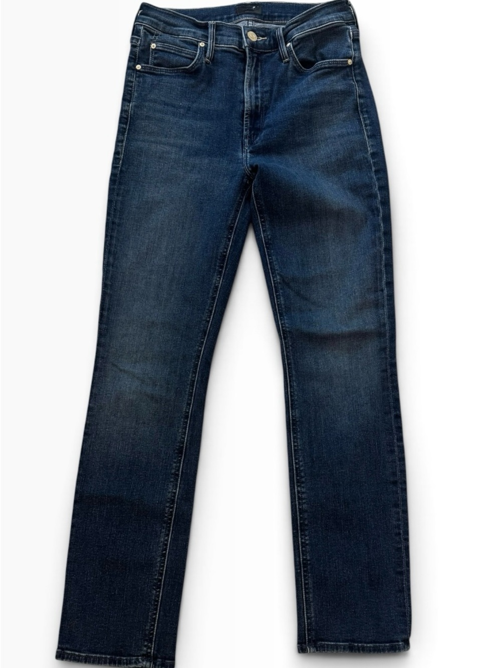 MOTHER mid rise dazzler Women's Dark Blue Cropped Straight Jeans